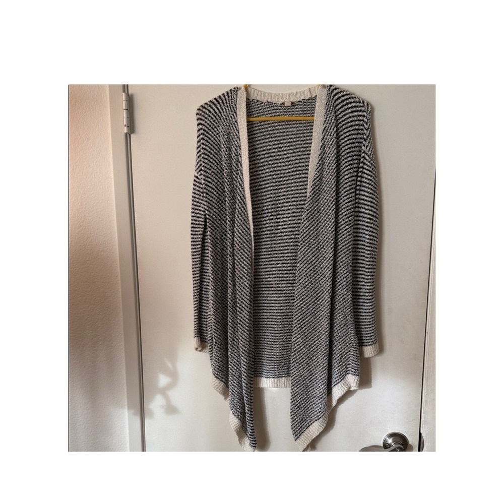 Eileen Fisher‎ Women's Open Knit Cardigan 100% Cotton Black And White Size XXS